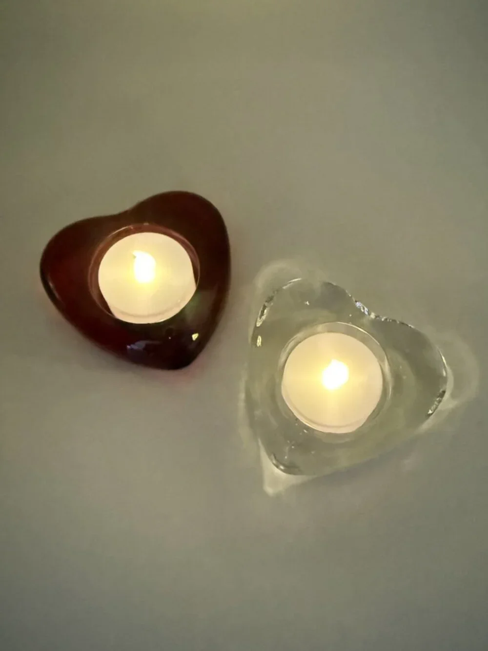 Heart Votive Candle Holders Red & Clear